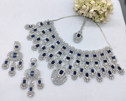 Celebrity Bridal Diamond Necklace Rodium Sku-6176 D5 rchiecreation