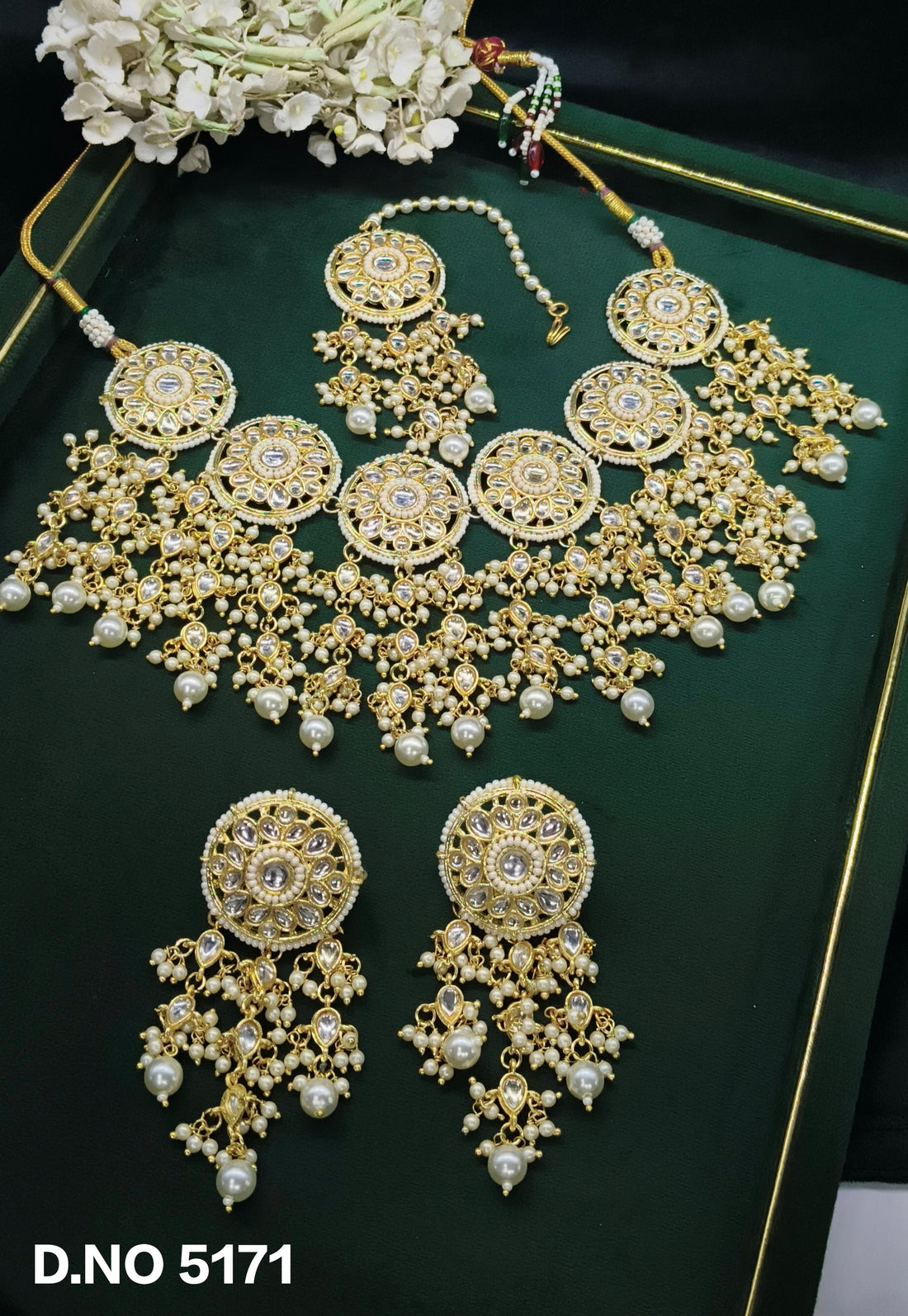 Golden Kundan Necklace Sku -5171 D4
