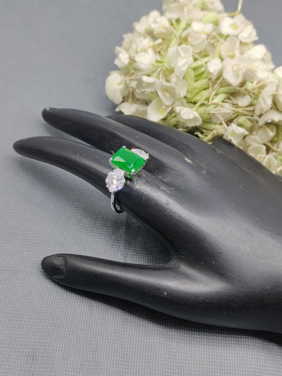 Rodium American Diamond Finger Ring Sku-5970 rchiecreation