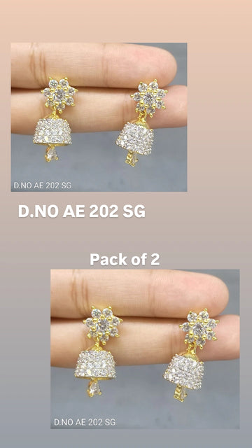 Cz Ad Golden Jhumki Earring  AE 202 SG/C-2