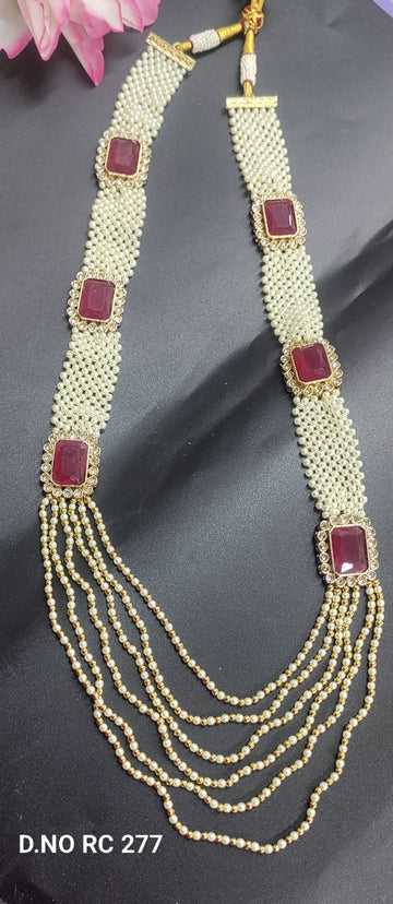 Mehandi Polki Pearl Long Necklace sku RC 227 B-3 sale