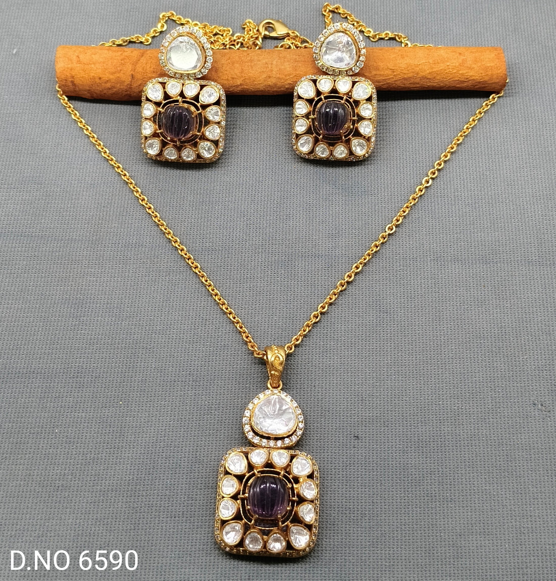 Moissanite Golden chain pendant Sku 6590 D-4