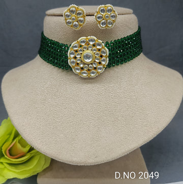 Golden Pachi Kundan Chokar Set Sku 2049