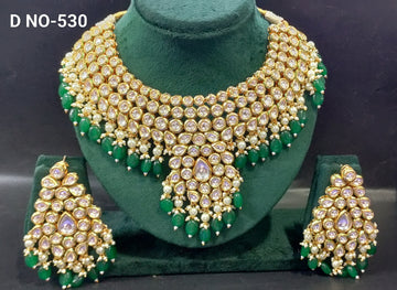 Golden Bridal Kundan Necklace SKU-530 D-4