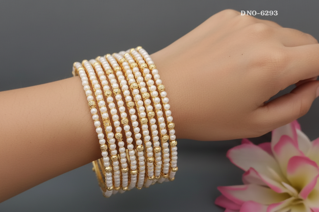 Micro pearl Bangles -6293 (Box of mix size 3 set)