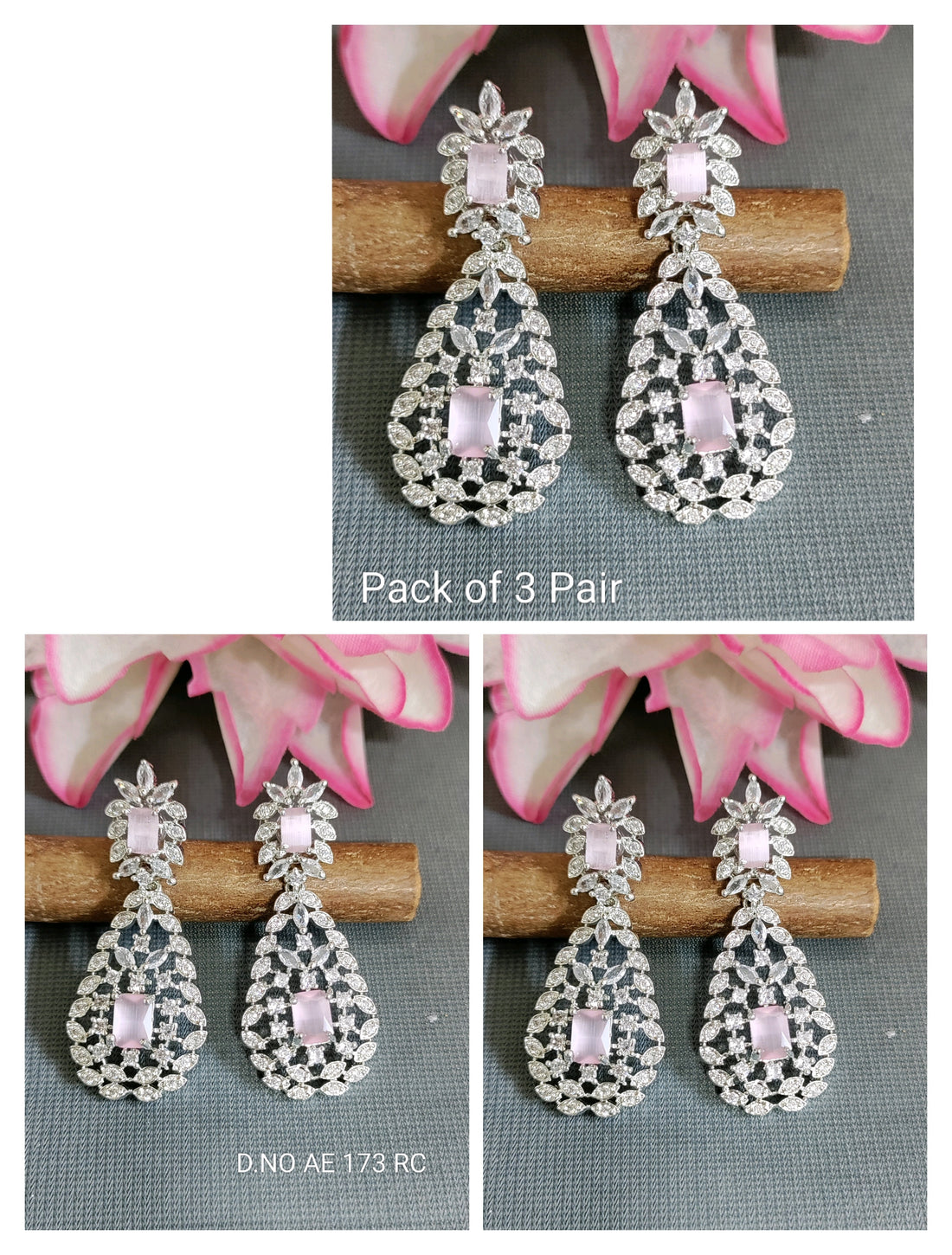 Cz Ad Rodium Combo Earrings Sku AE 173 RC/C-2