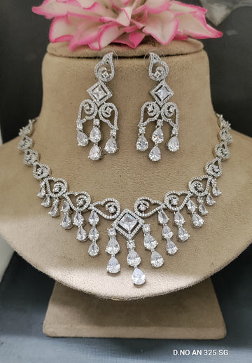 Cz Ad Rodium Necklace Sku AN 325 SG/C-8