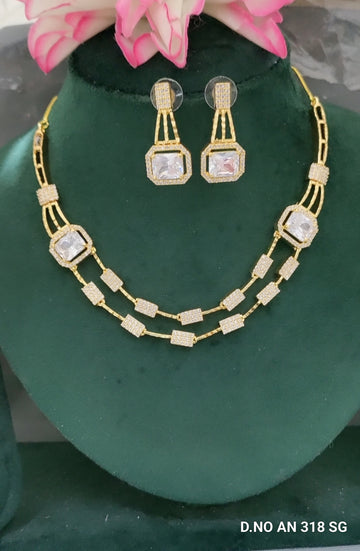 CZ AD Golden Necklace SKU AN 318 SG C3