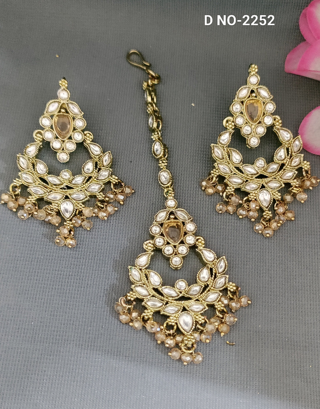 Mehandi Polki Kundan Earing+Tika SKU-2252 C-9