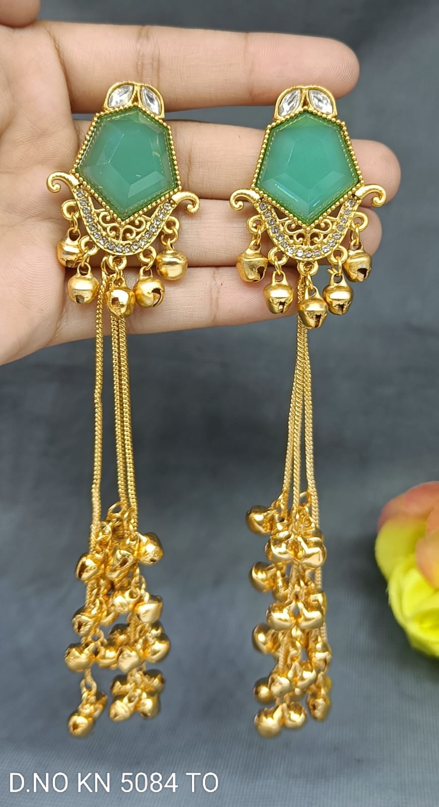 Kashmiri Golden  Earrings KN-5084 TO D3