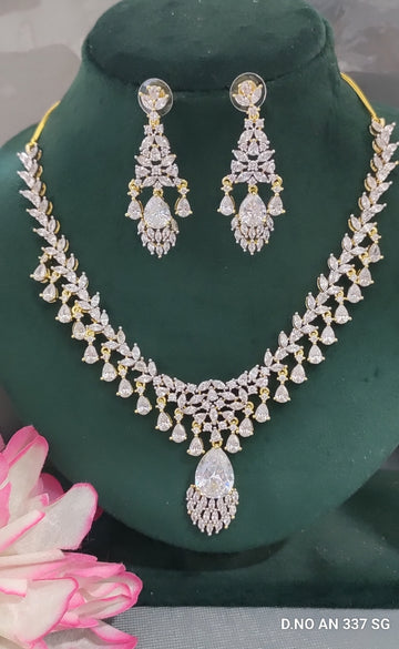 Cz AD Golden Necklace SKU AN 337 SG/C-3