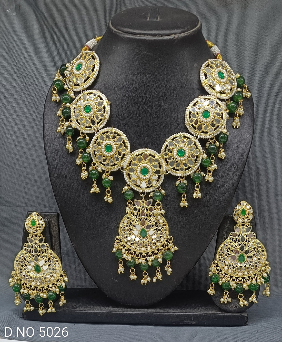 Mirror Kundan Necklace Set Sku-5526 D4