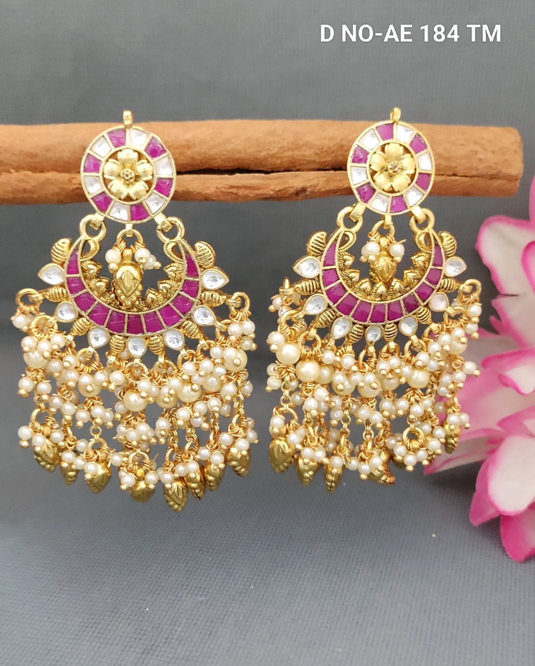Golden Pacchi Kundan Earing SKU-AE 184 TM D-4