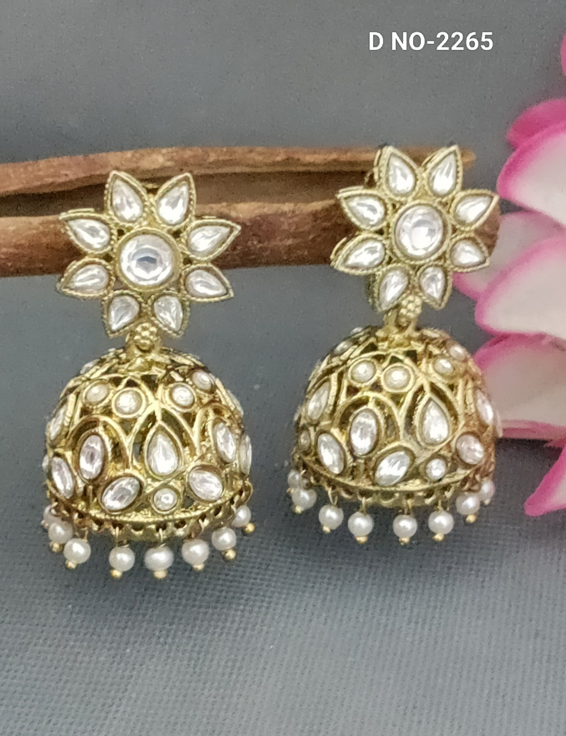 Mehandi Kundan Zhumki Earing SKU-2265 C-9