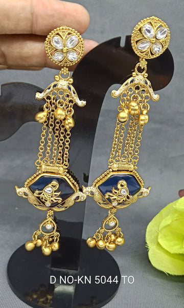 Kashmiri Golden Earrings Sku KN 5044 D3