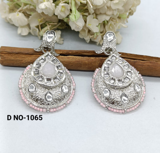 Polki Silver Earrings Sku 1065 rchiecreation