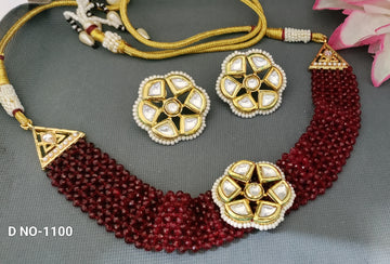 Golden Kundan Choker Necklace SKU-1100