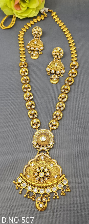 Antique Golden Kundan Long Necklace SKU-507 D-3