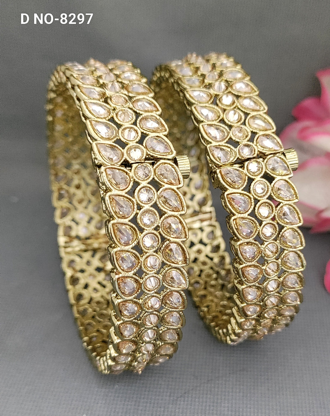 Polki Mehandi Bangles Sku-8297