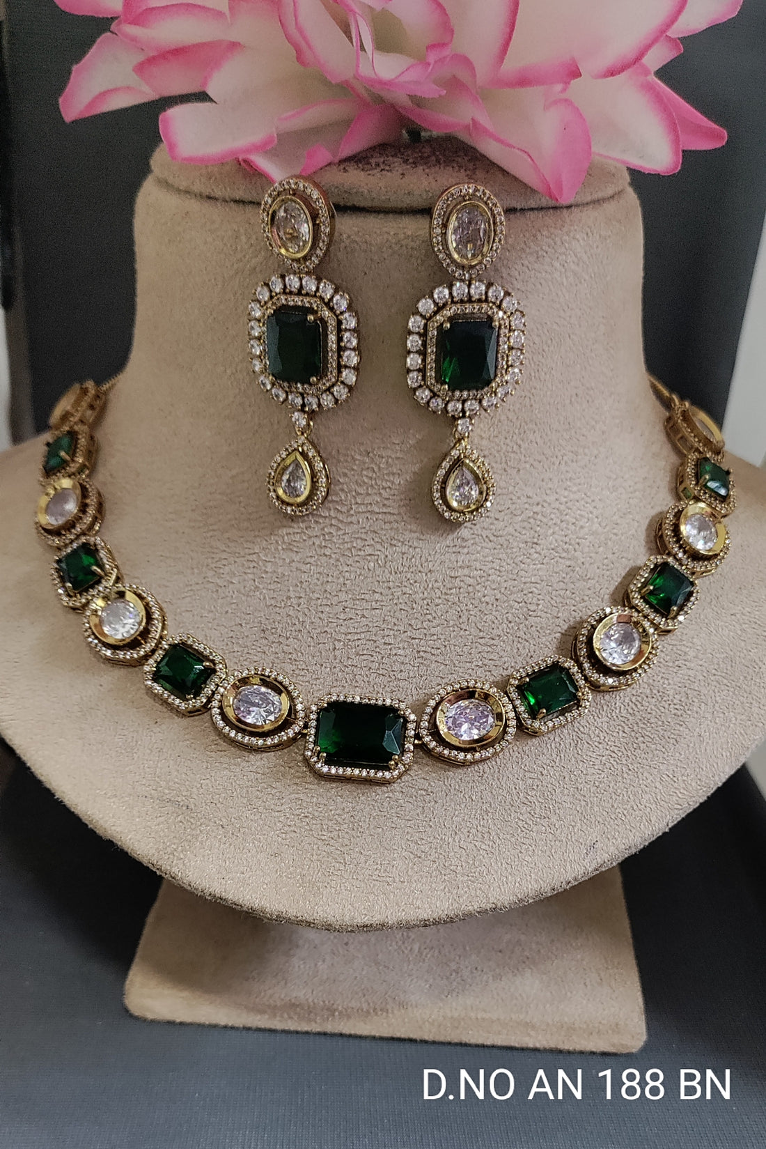 Cz ad Mehandi Necklace Set Sku AN 188 BN/C-8