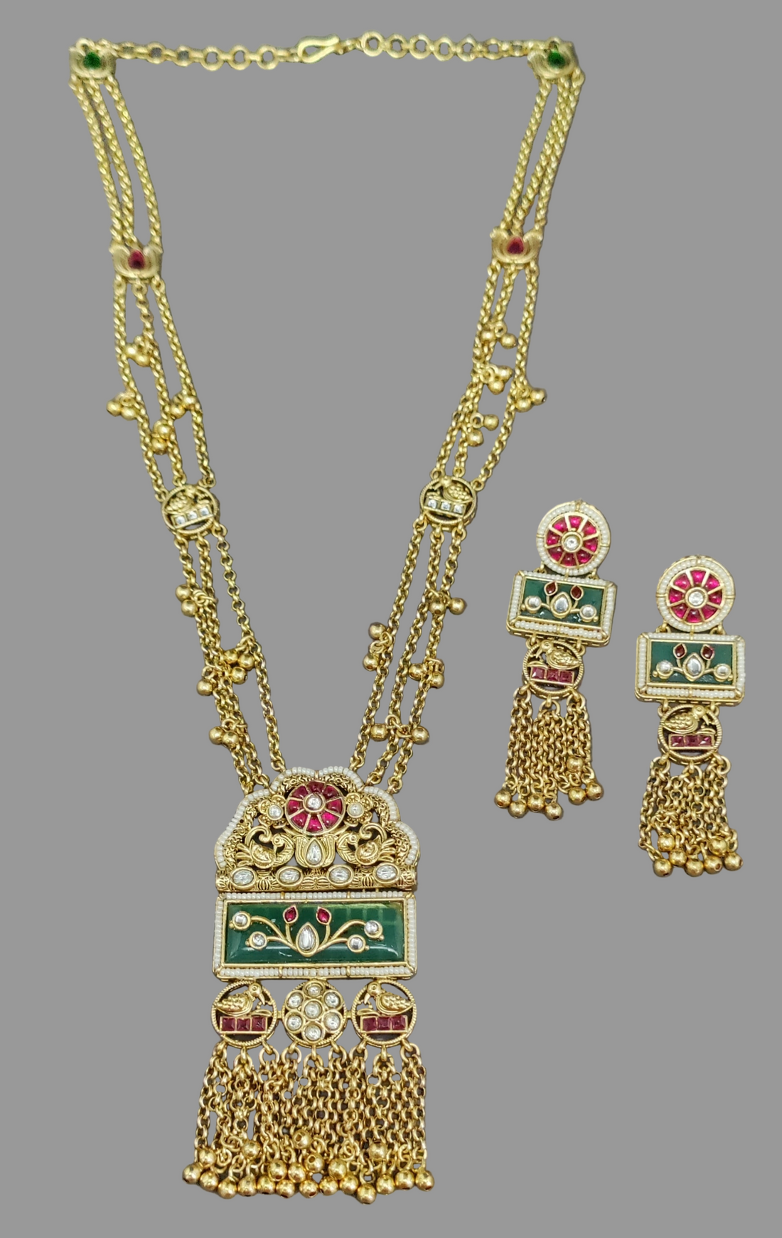 Antique Golden Long Kundan Set SKU AN 251 MA