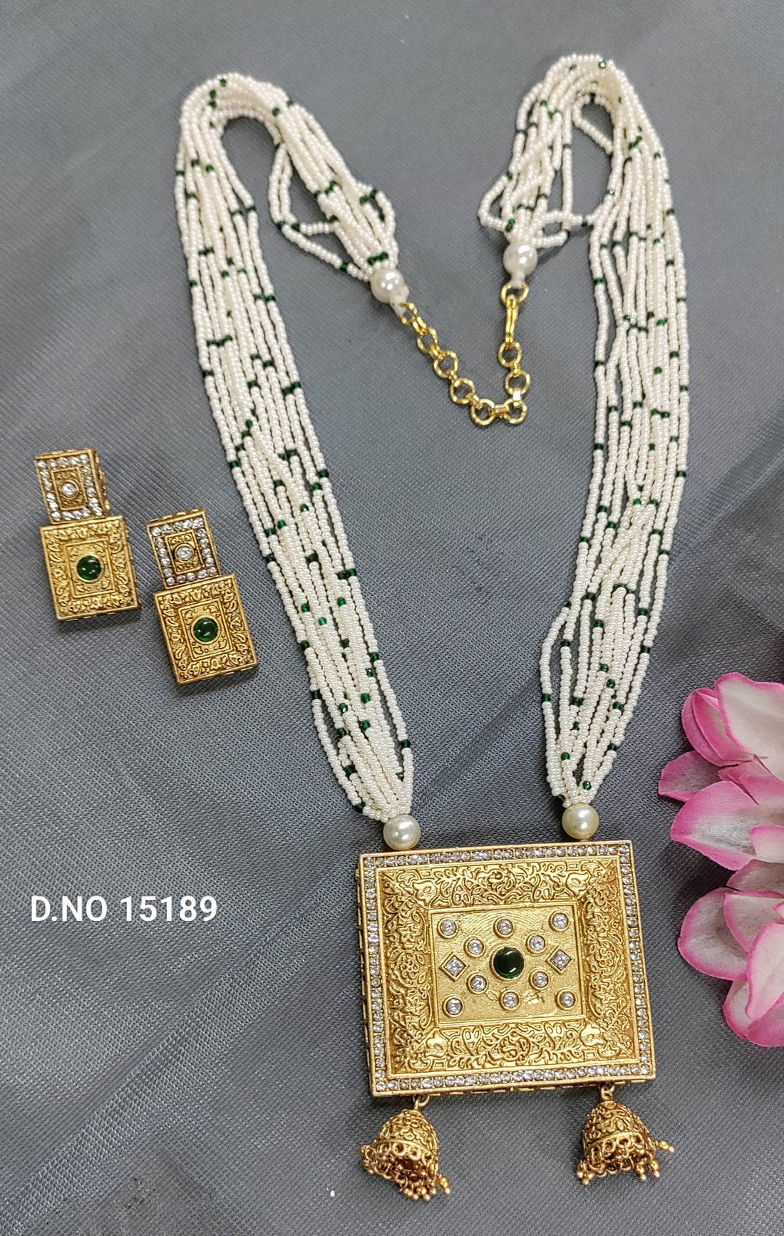 Rajwadi Matt Long Necklace Set SKU-15189 D4