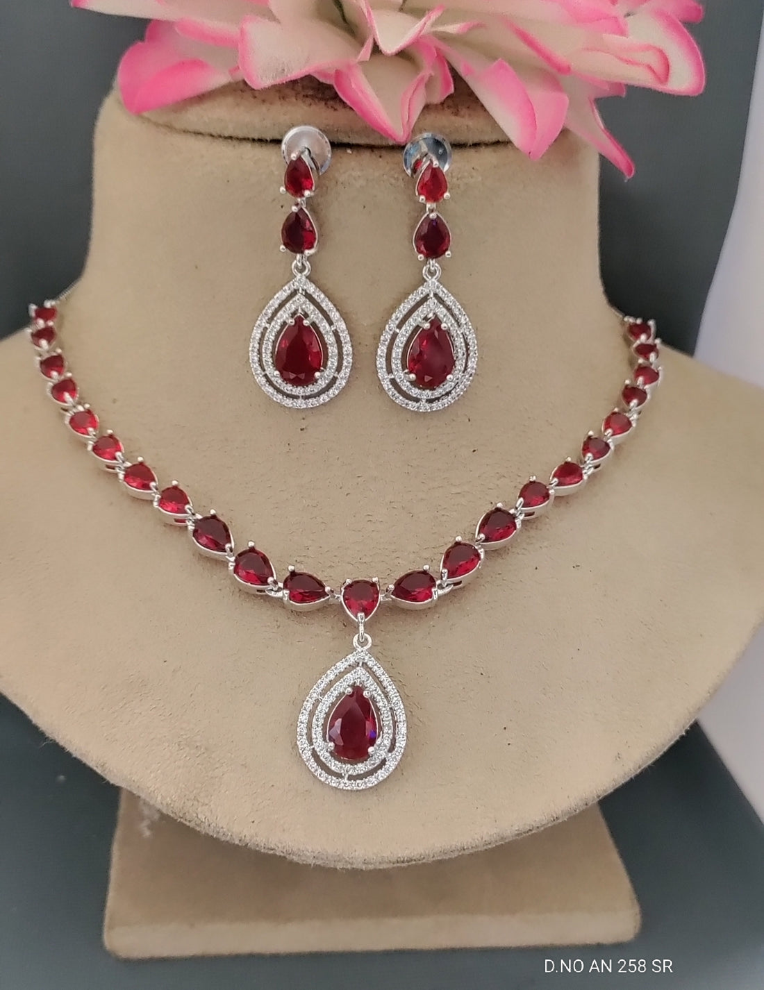 Cz Ad Rodium Necklace Sku AN 258 SR C-3