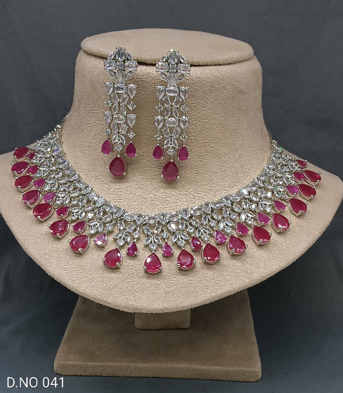 Cz Ad Rodium Necklace Set Sku AN 041 SR D5 rchiecreation