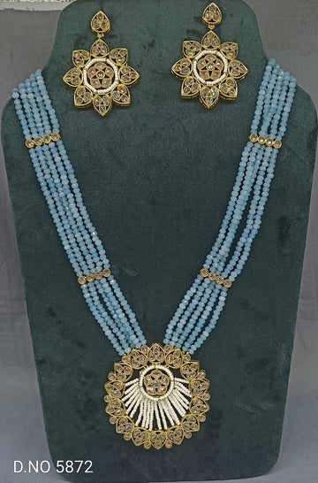 Polki Long Necklace Mehandi Set  sale 2700 Sku -5872 B3