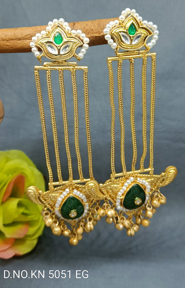Kashmiri Golden Earrings Sku  KN 5051 EG D3