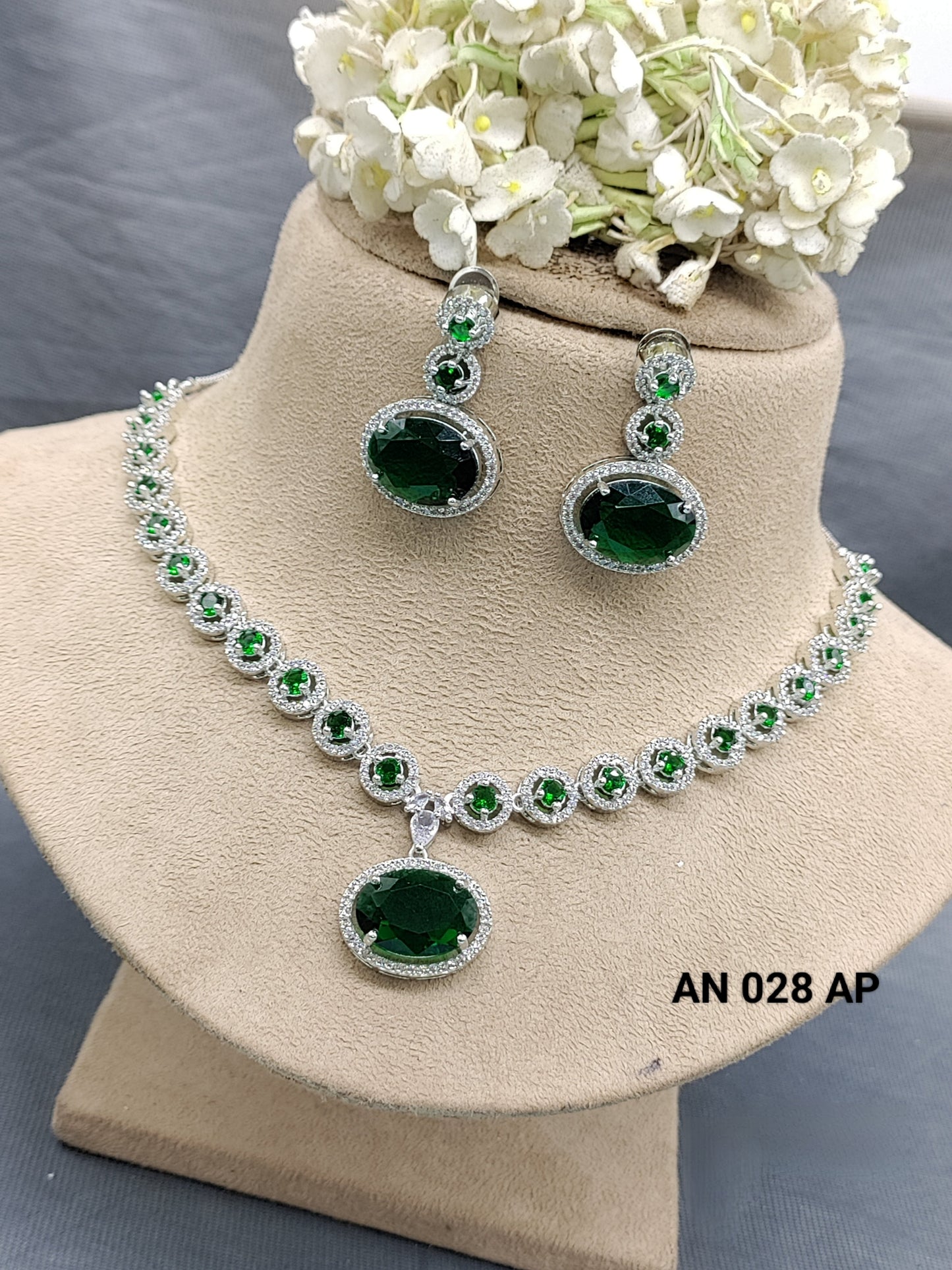 Cz Ad Rodium Necklace Set Sku AN 028 C3 rchiecreation