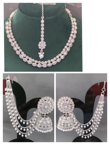 Rodium Polki Necklace sku 519 B6