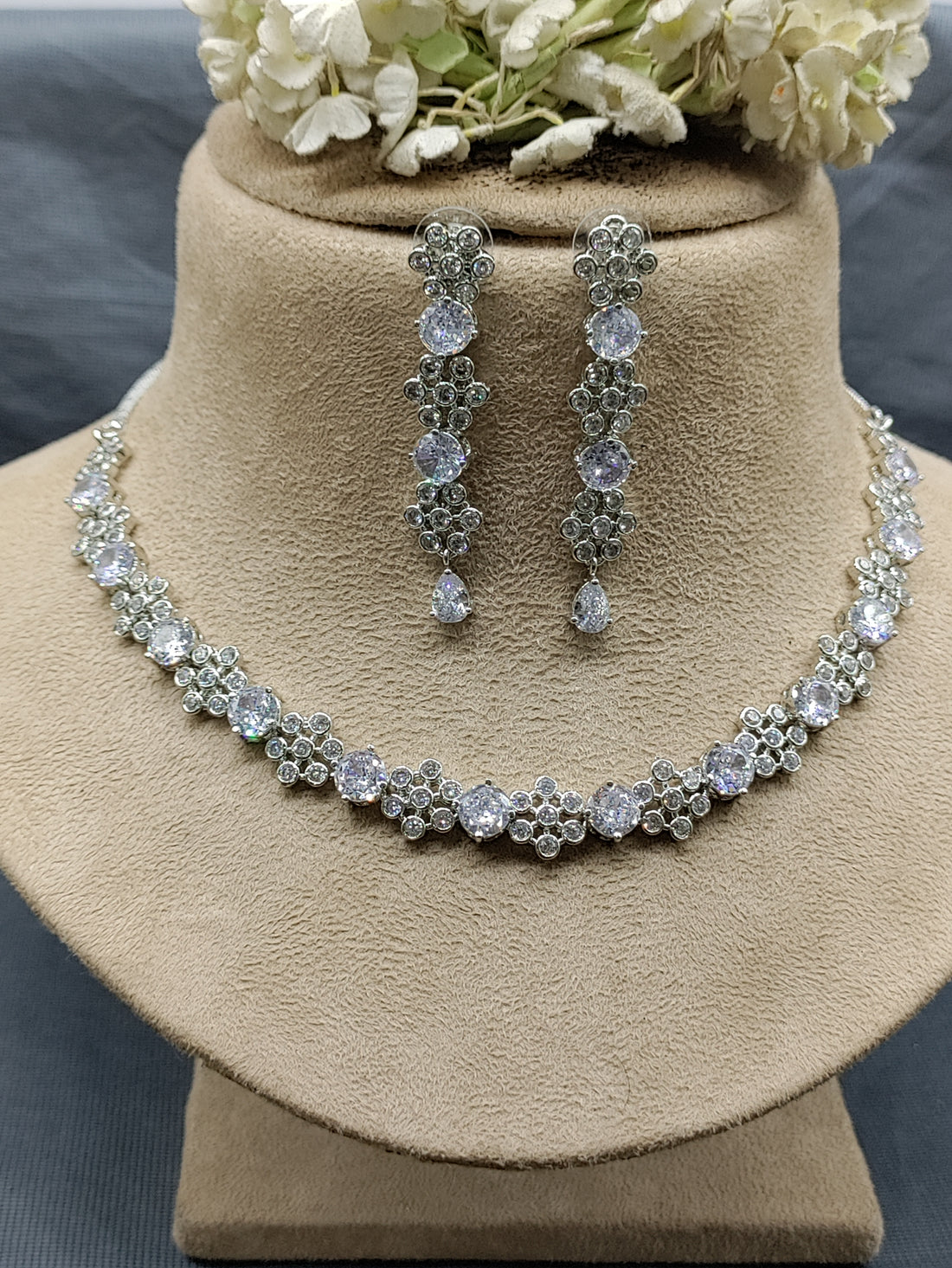 Rodium A.Diamond Necklace SKU-6361 rchiecreation