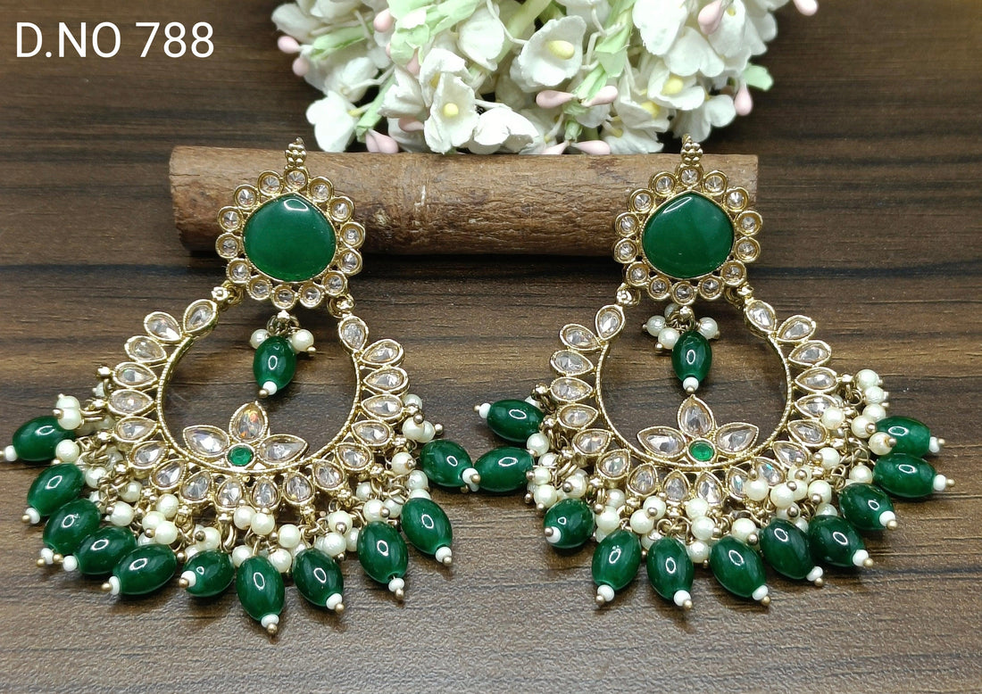 Polki Earring Mehndi Sku-788 A2