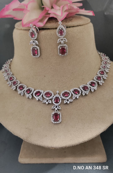 Cz Ad Rodium Necklace sku AN 348 SR