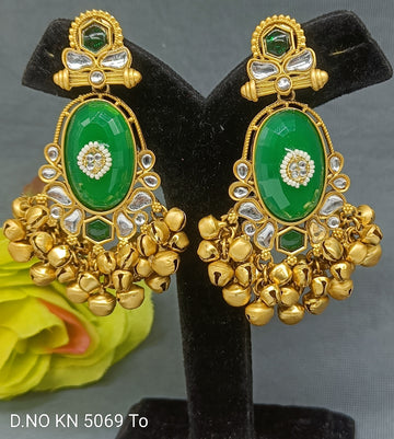 Kashmiri Golden Earrings Sku KN 5069 TO