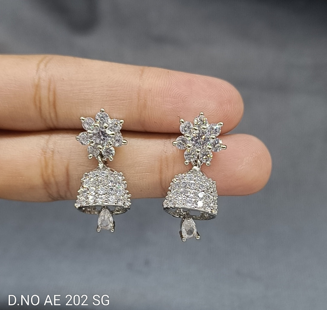 Cz Ad Rodium Jhumki Earring  AE 202 SG/C-2
