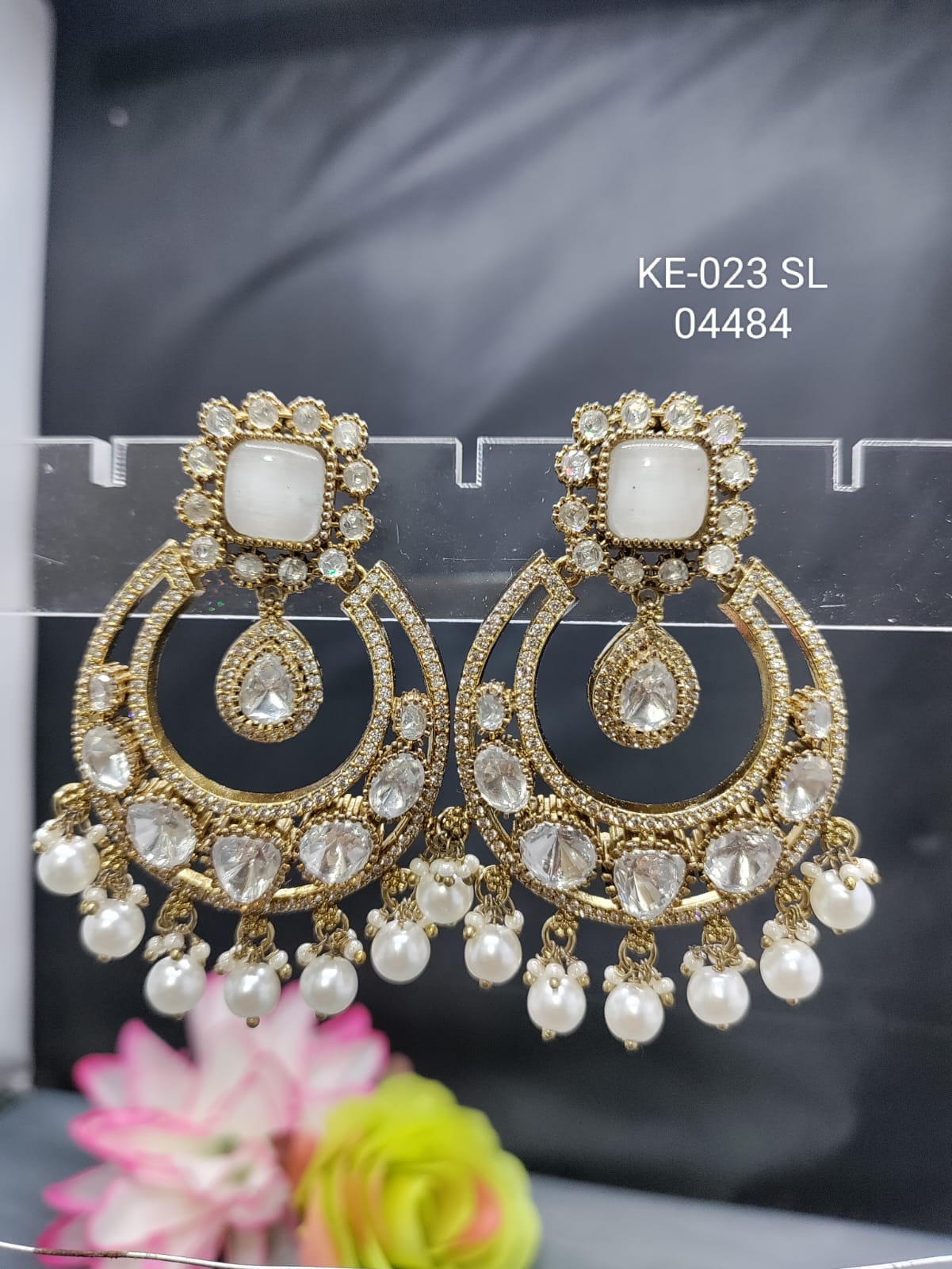 Moissanite Kundan Earring SKU KE 023 SL rchiecreation