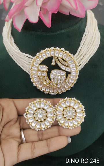 Golden Pacchi Kundan Necklace SKU RC 248