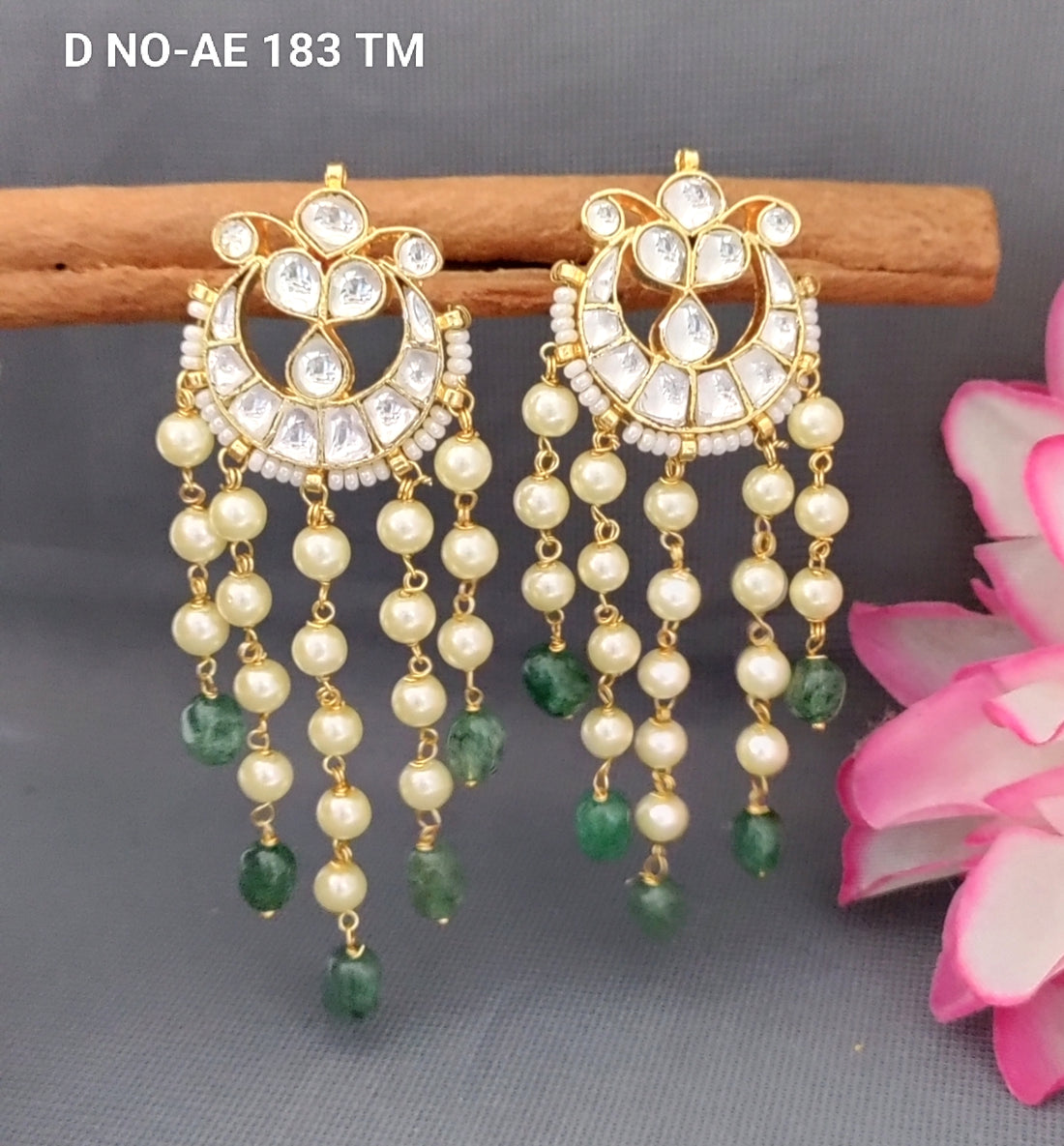 Golden Pacchi Kundan Earing SKU-AE 183 TM