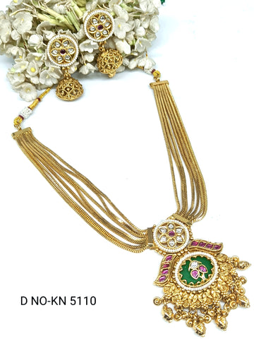 Antique Golden Kundan Necklace Set SKU KN 5110 SR