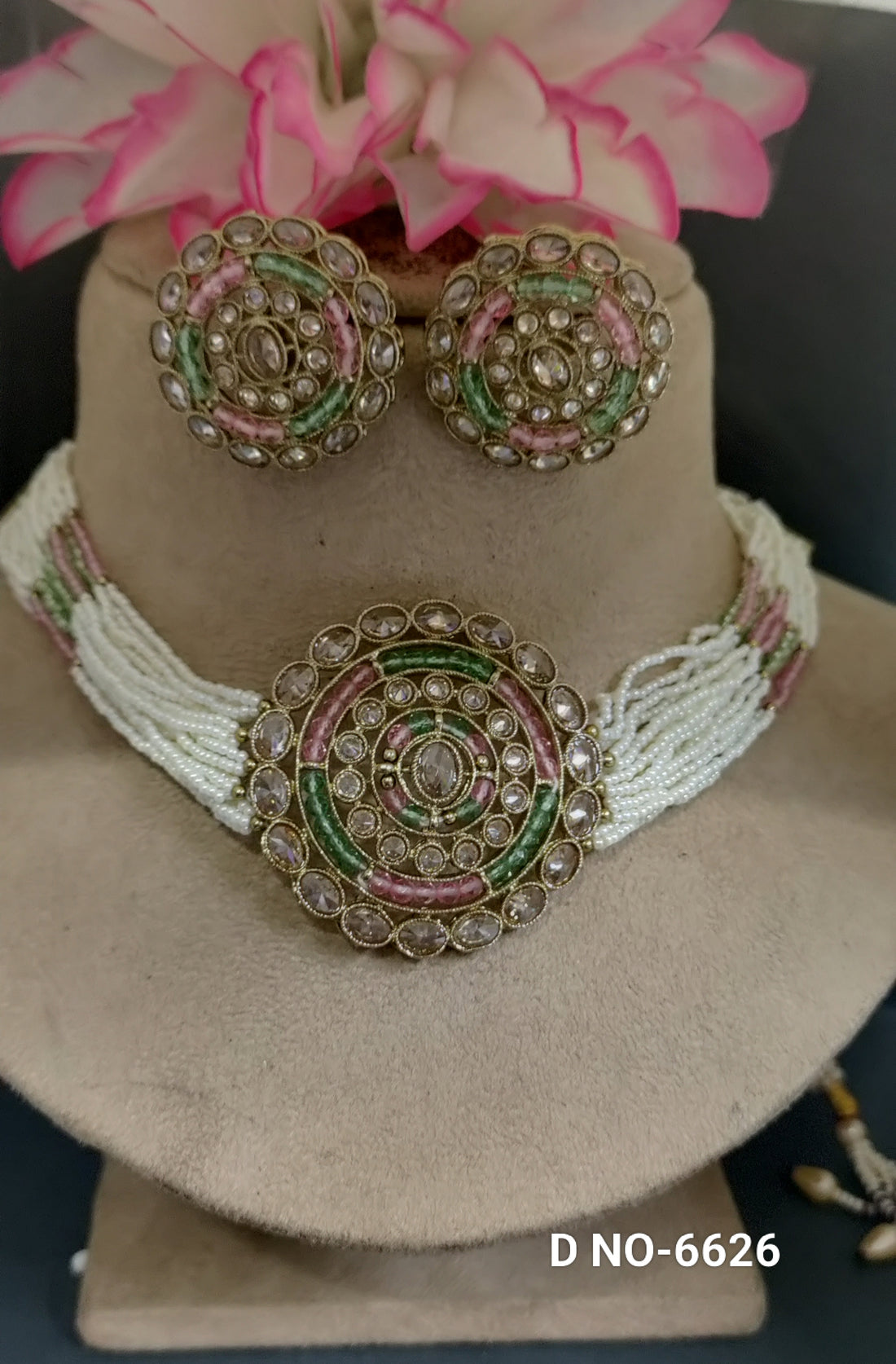 Polki Mehandi Chokar Necklace Set Sku 6626 B6