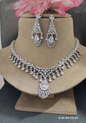 Cz AD Rodium Necklace SKU AN 335 SG/C-6