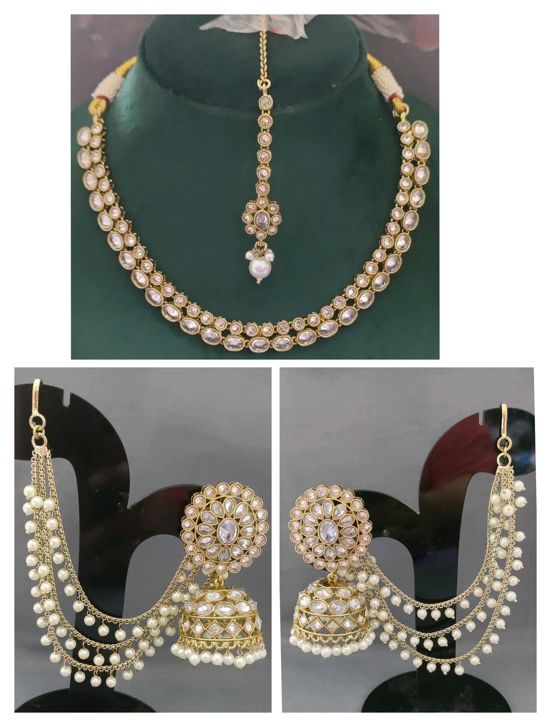 Mehandi Polki Necklace set SKU 519 B6