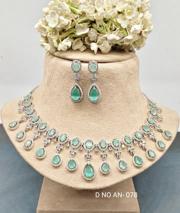 Cz Ad Rodium Necklace Sku -AN 078 MT C-6