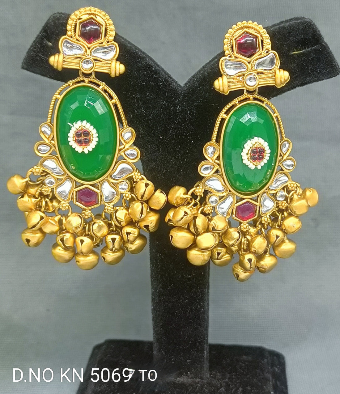 Kashmiri Golden Earrings Sku KN 5069 TO