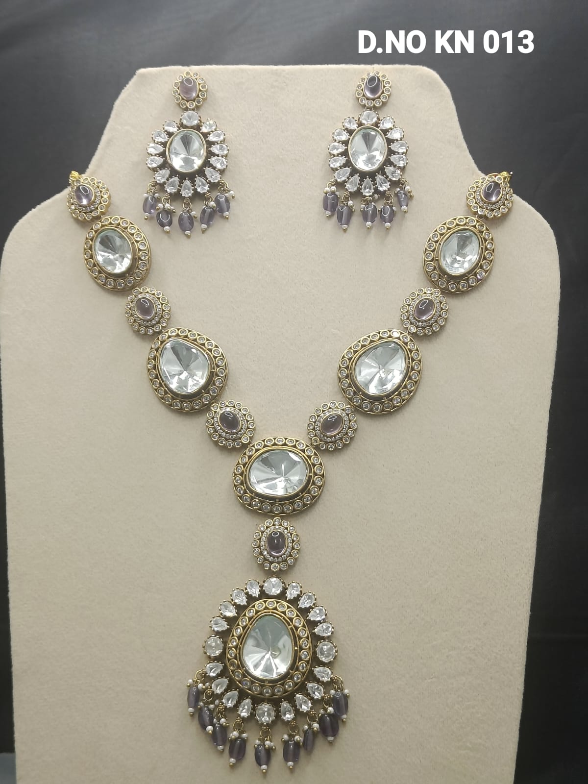 Moissanite kundan Necklace SKU-KN 012 rchiecreation