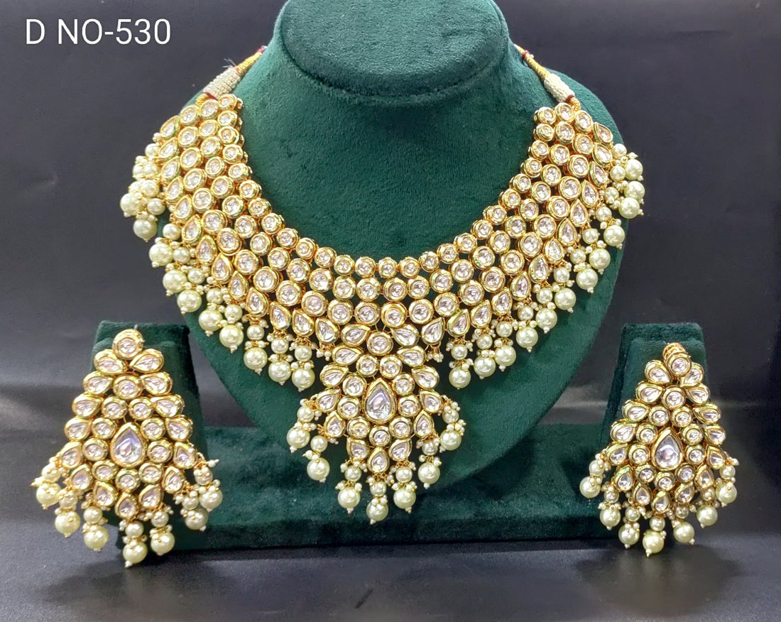 Golden Bridal Kundan Necklace SKU-530 D-4