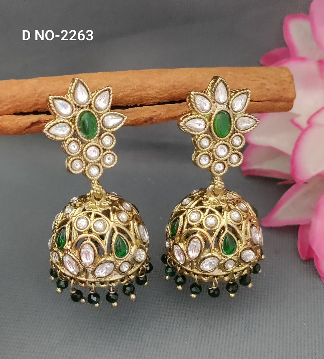 Mehandi Mossiniate Kundan Earring SKU 2263 C-9