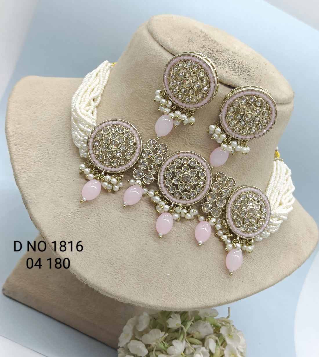 Artificial Choker Necklace Mehndi Set Sku-1816  B4 rchiecreation